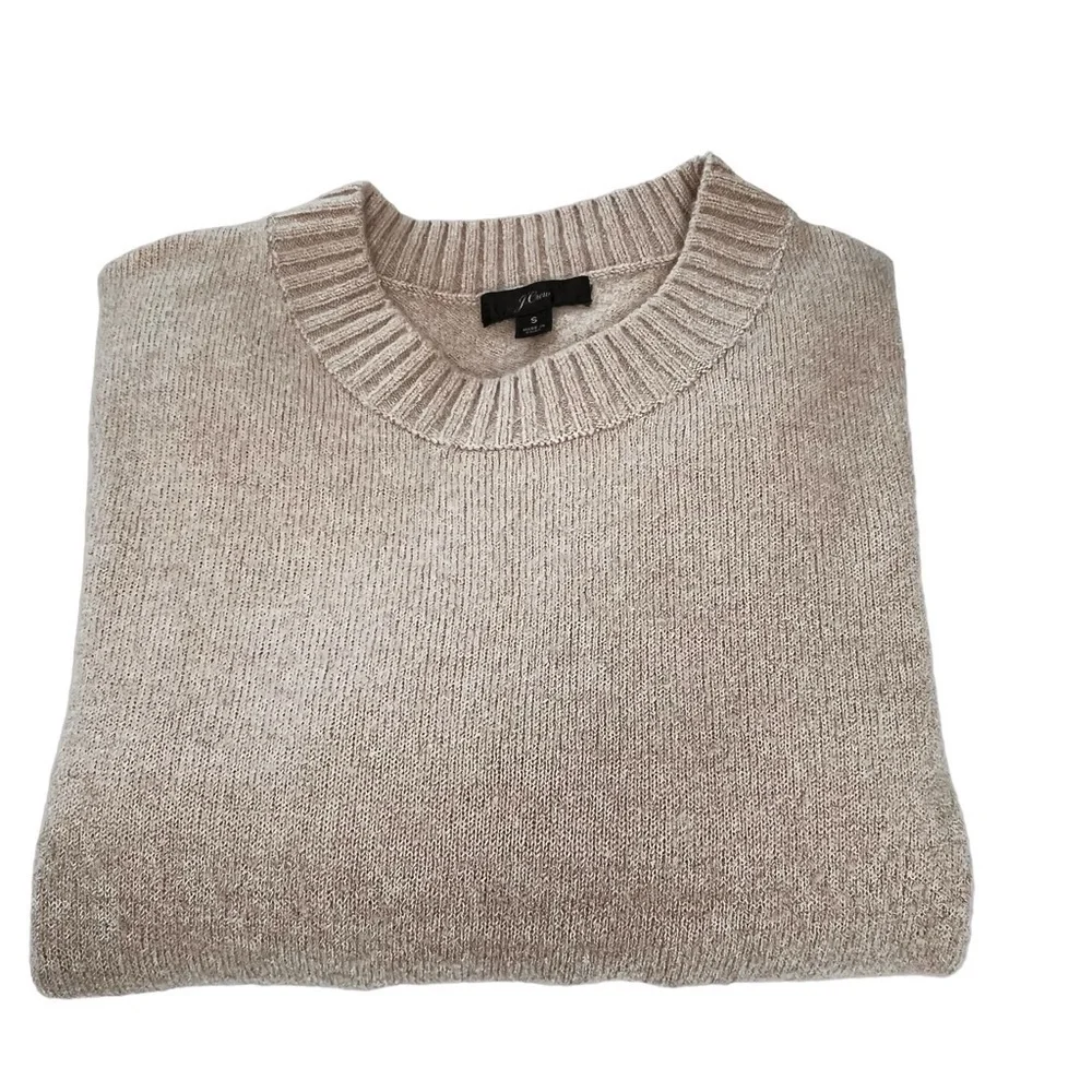 J. CREW Geometric Fair Isle Crewneck Sweater Heather Khaki Ivory Women's Size S